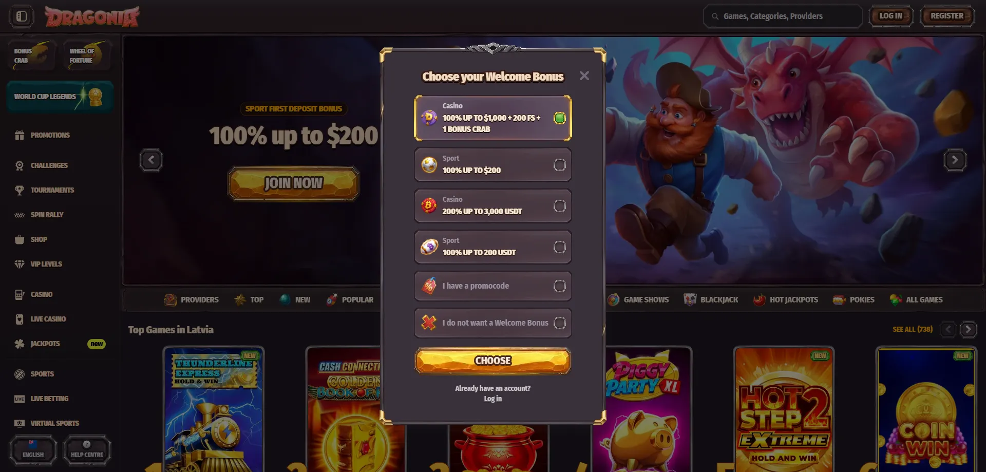 Dragonia Casino NZ registration form – sign up in minutes